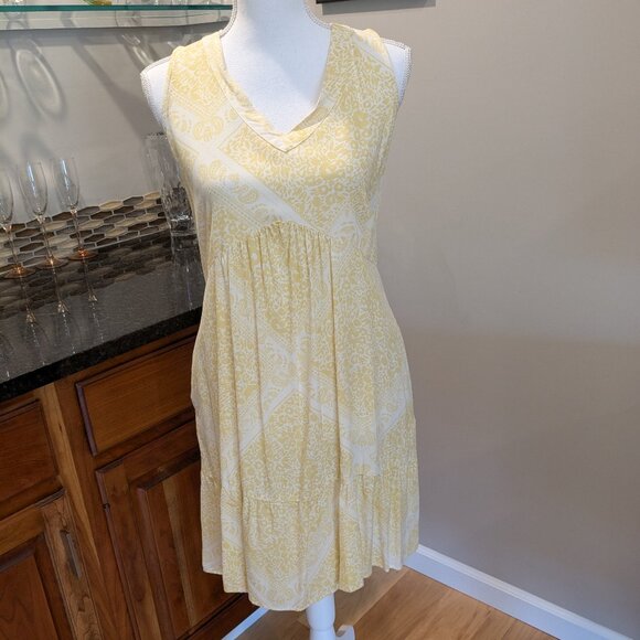 NWOT Butter Yellow Tiered V-Neck Sun Dress Sundress Coverup Cover Up Pockets - Picture 2 of 4